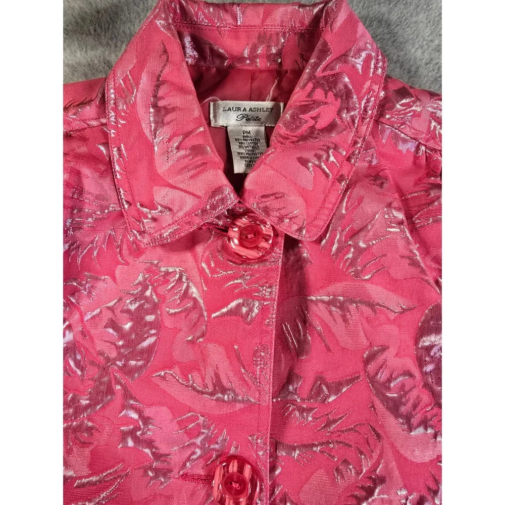 Laura Ashley Blazer Petites PM Medium Jacket Crop‎ Metallic Pink Top Barbiecore